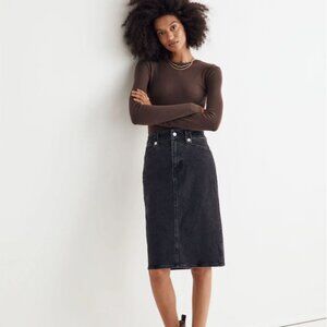 Madewell Black Denim Midi Skirt